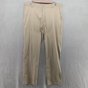 Nike Golf Pants Mens 34x32 Beige Khaki‎ Flat Front Performance Dri-Fit Light